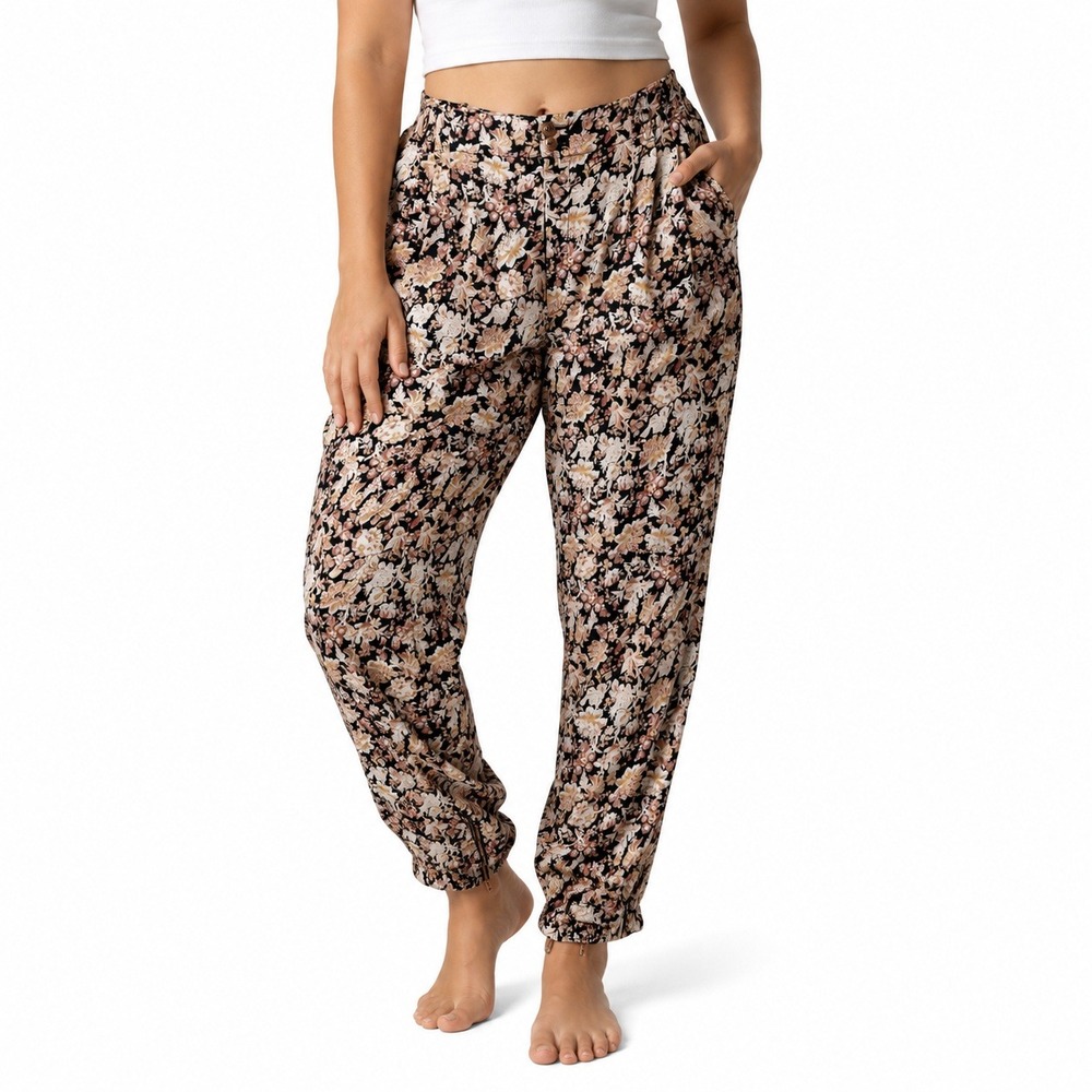 Anthropologie Diandra Pleated Jogger Floral Tapered Ankle Zip Women 14 Boho Chic